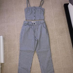 Hollister Gray & White Striped Matching Set